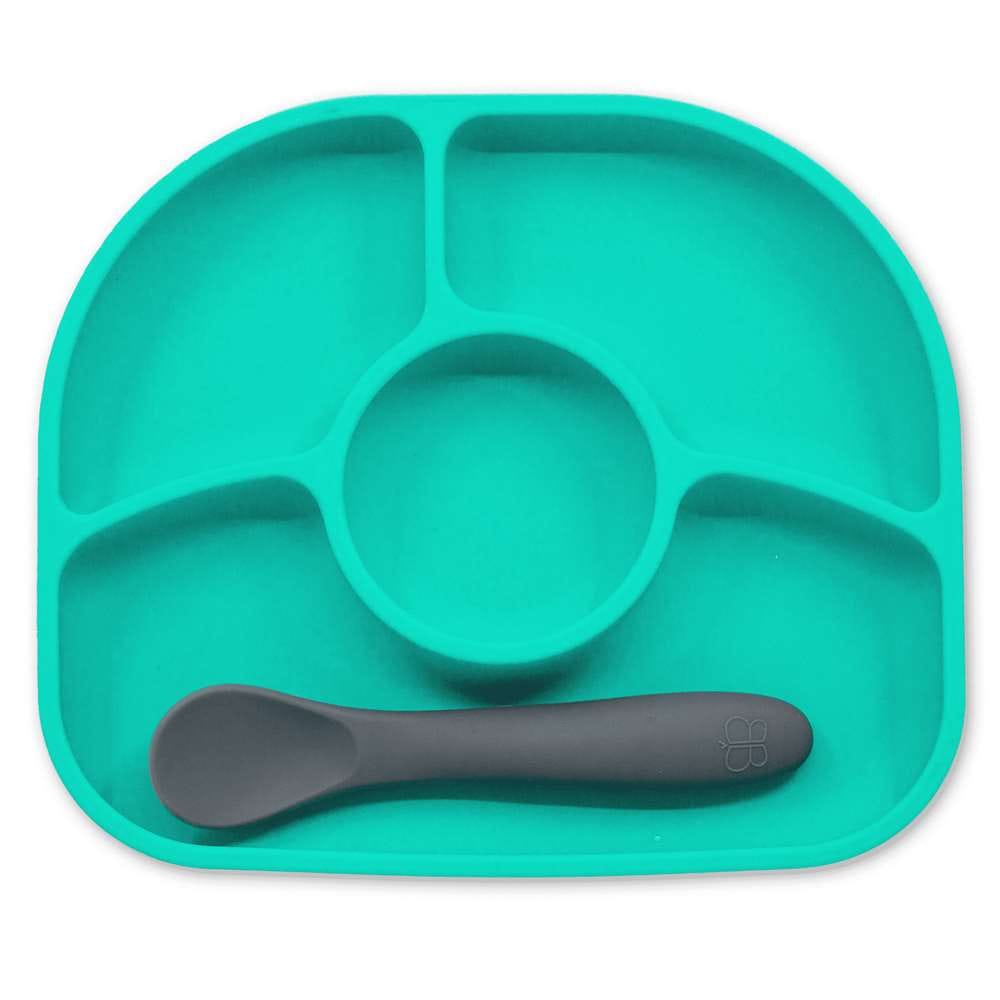 Assiette et cuillère en silicone BLEU BBlüv
