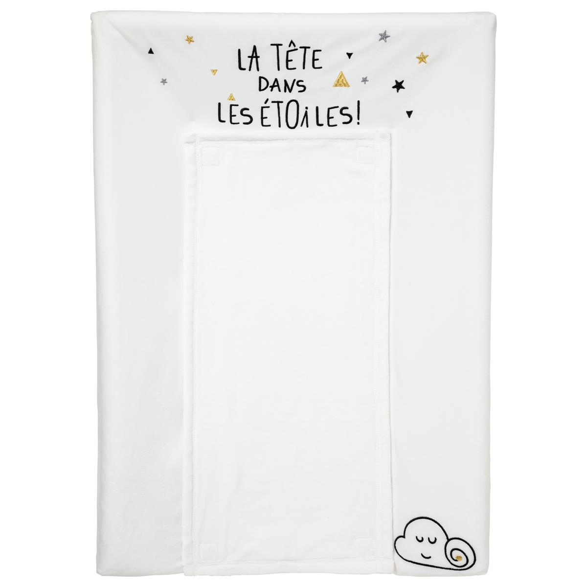 Matelas à langer+housse+serviette Etoiles filantes BLANC Little Band