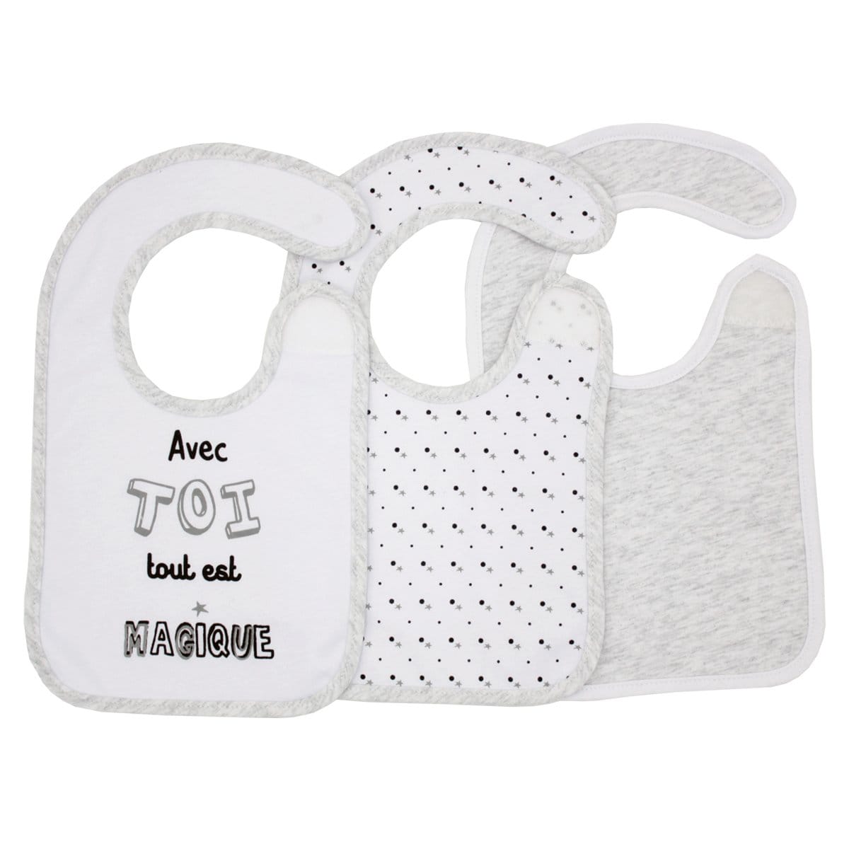 Lot de 3 bavoirs naissance BLANC Little Band