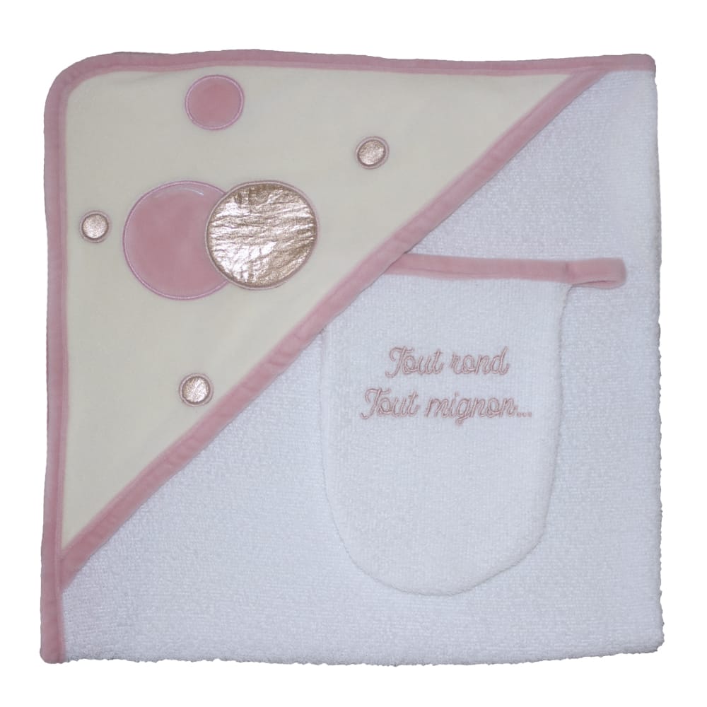 Sortie de bain + gant Bulle ROSE Les Chatounets