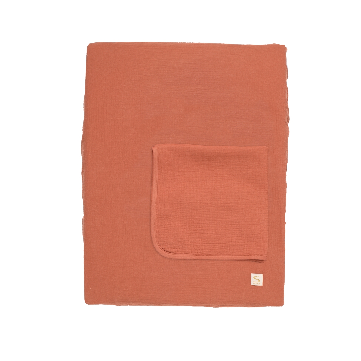 Matelas à langer avec housse et serviette Uni Terracotta ROUGE Sauthon