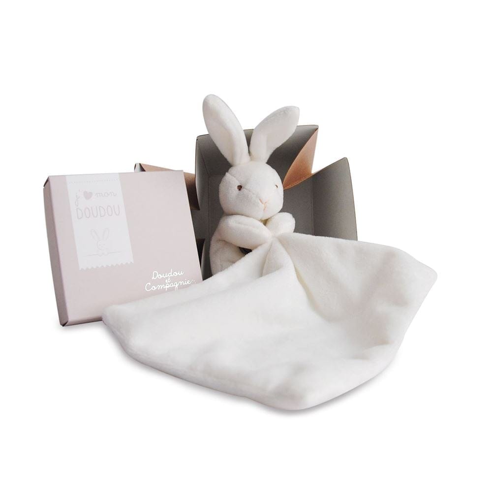 Doudou avec mouchoir boîte Lapin MULTICOLORE Doudou & Compagnie