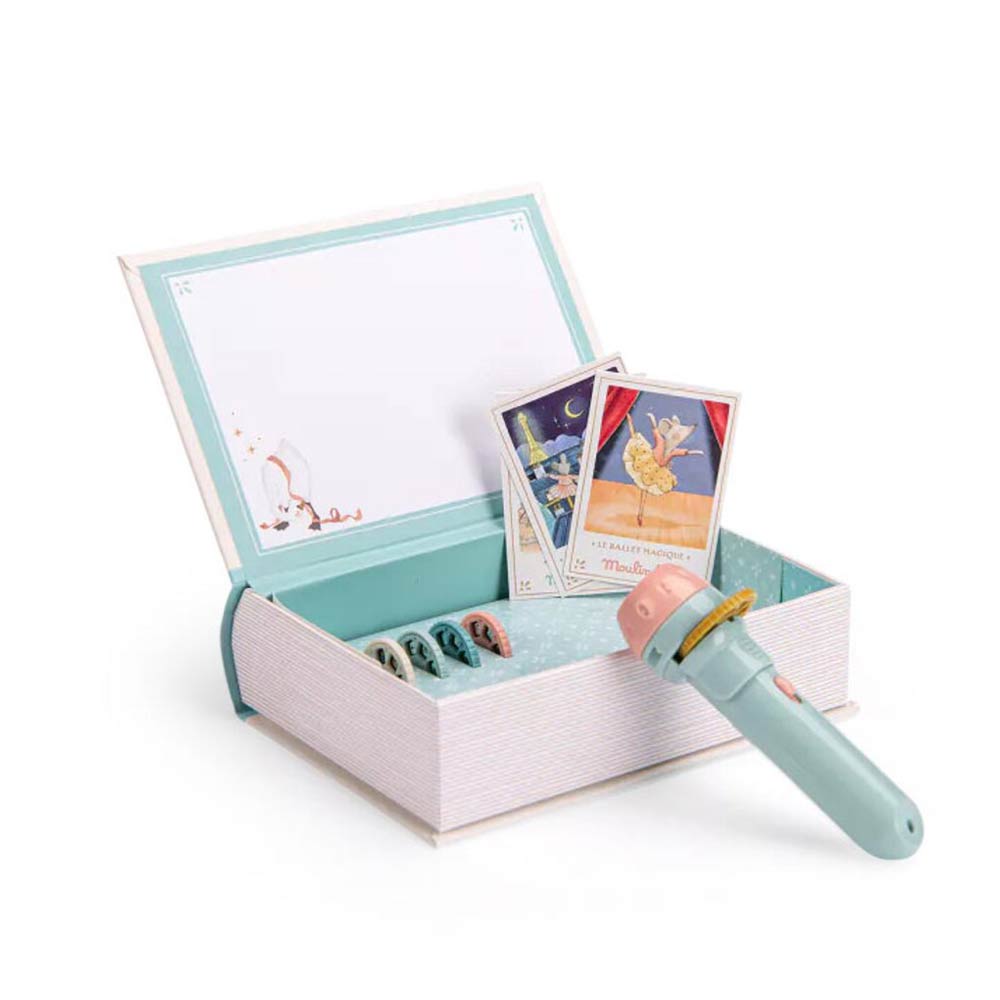 Lampe à histoires livre La petite école de danse BEIGE Moulin Roty