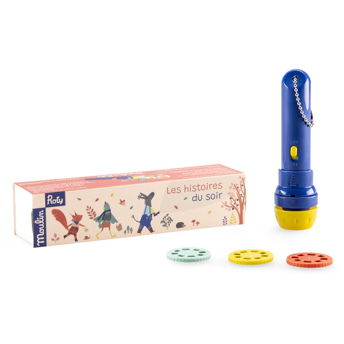 Lampe à histoires Pomme des bois BLEU Moulin Roty