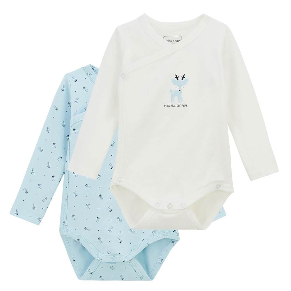 Lot de 2 bodies manches longues Petit Cocon MULTICOLORE P’tit bisou