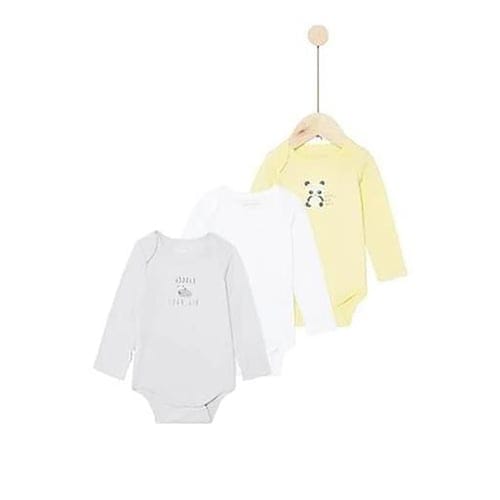 Lot de 3 bodies manches longues Mes Essentiels JAUNE P’tit bisou