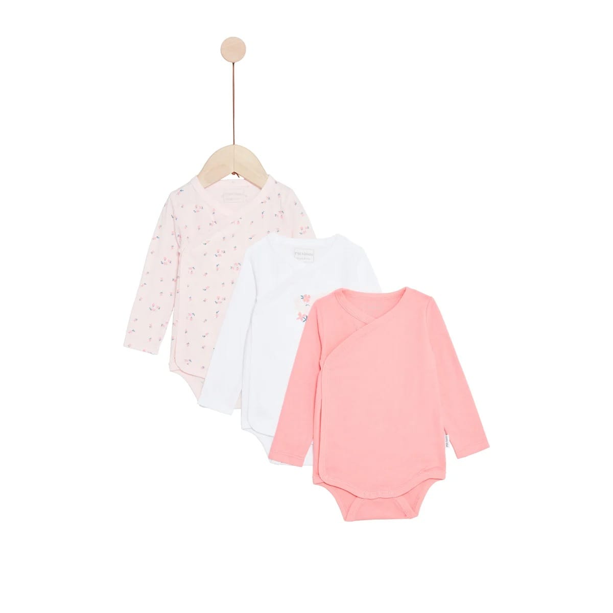 Lot de 3 bodies manches longues Mes Essentiels MULTICOLORE P’tit bisou