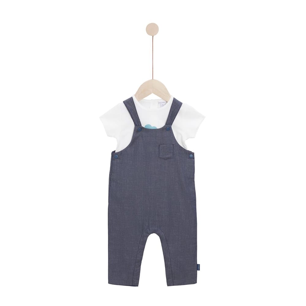 Ensemble salopette avec haut Mon petit nuage BLEU P’tit bisou