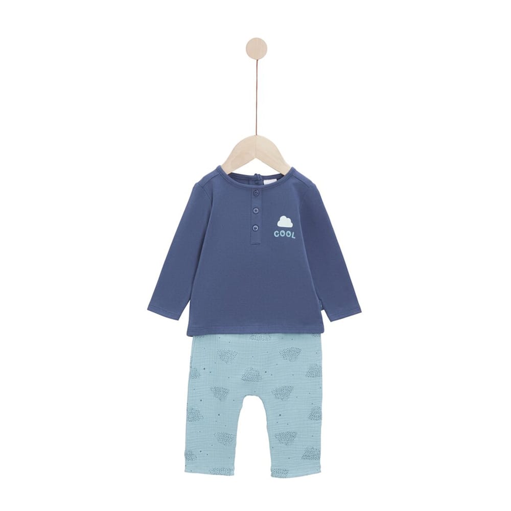 Ensemble pantalon avec haut Mon petit nuage BLEU P’tit bisou