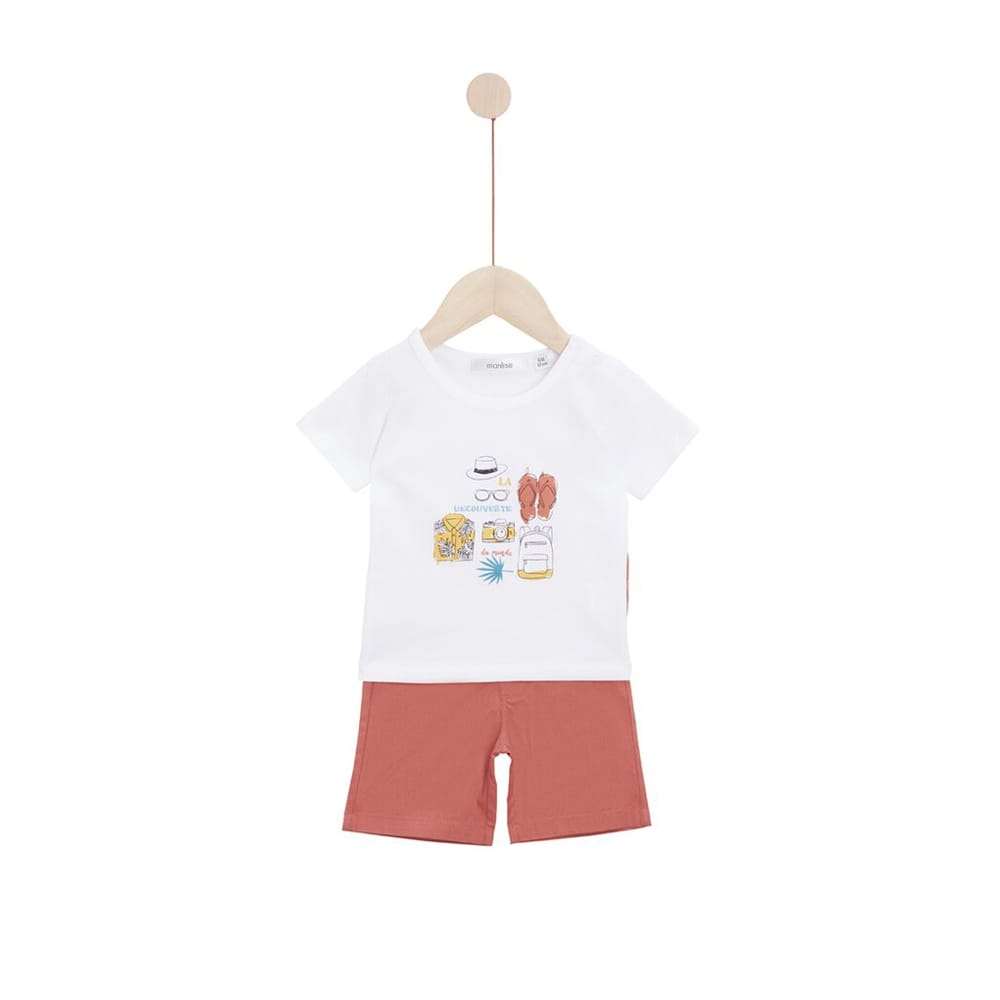 Ensemble T-shirt manches courtes avec bérmuda Escapade au soleil BLANC Marèse