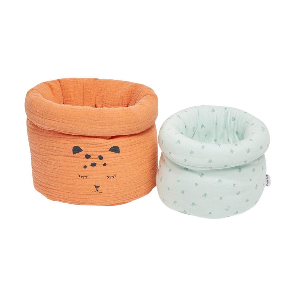 Lot de 2 Corbeilles Au cœur de la jungle ORANGE Petit à petit
