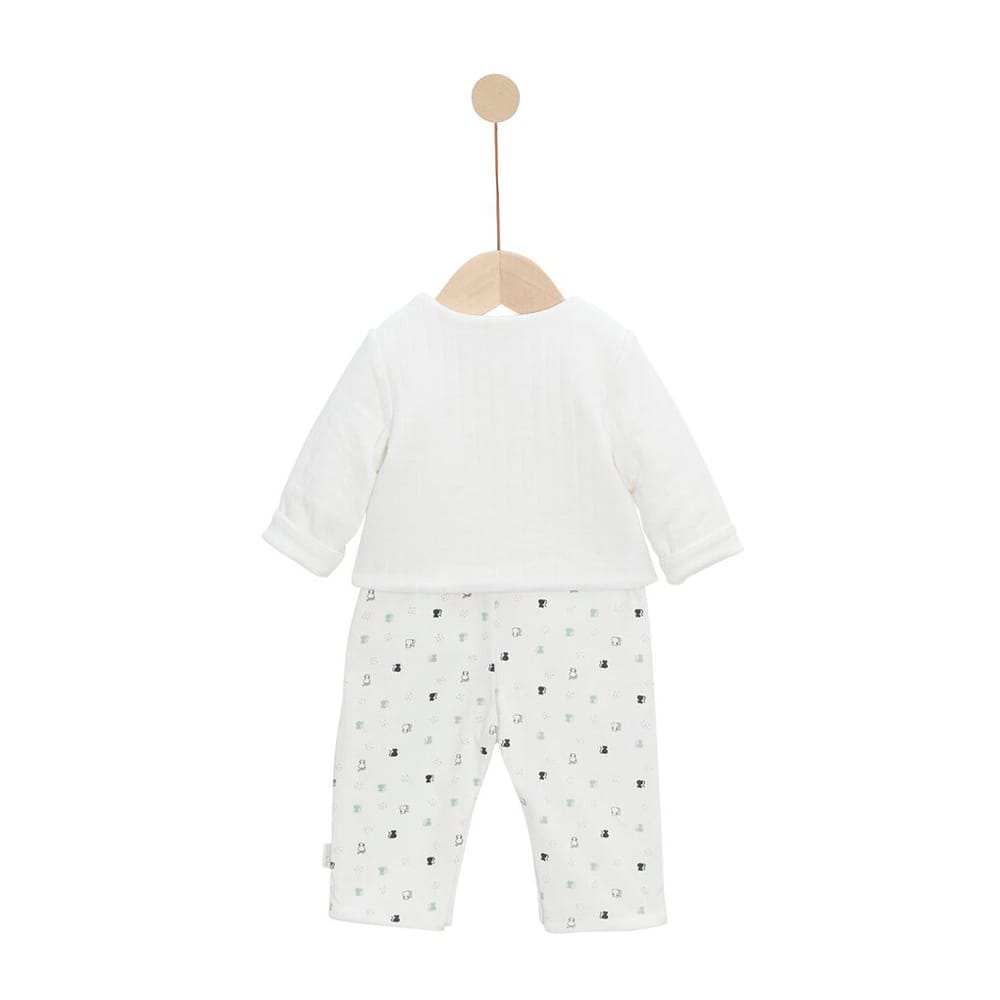 Ensemble Salopette + T-shirt + Veste Mon Trousseau Chaton BLANC P’tit bisou