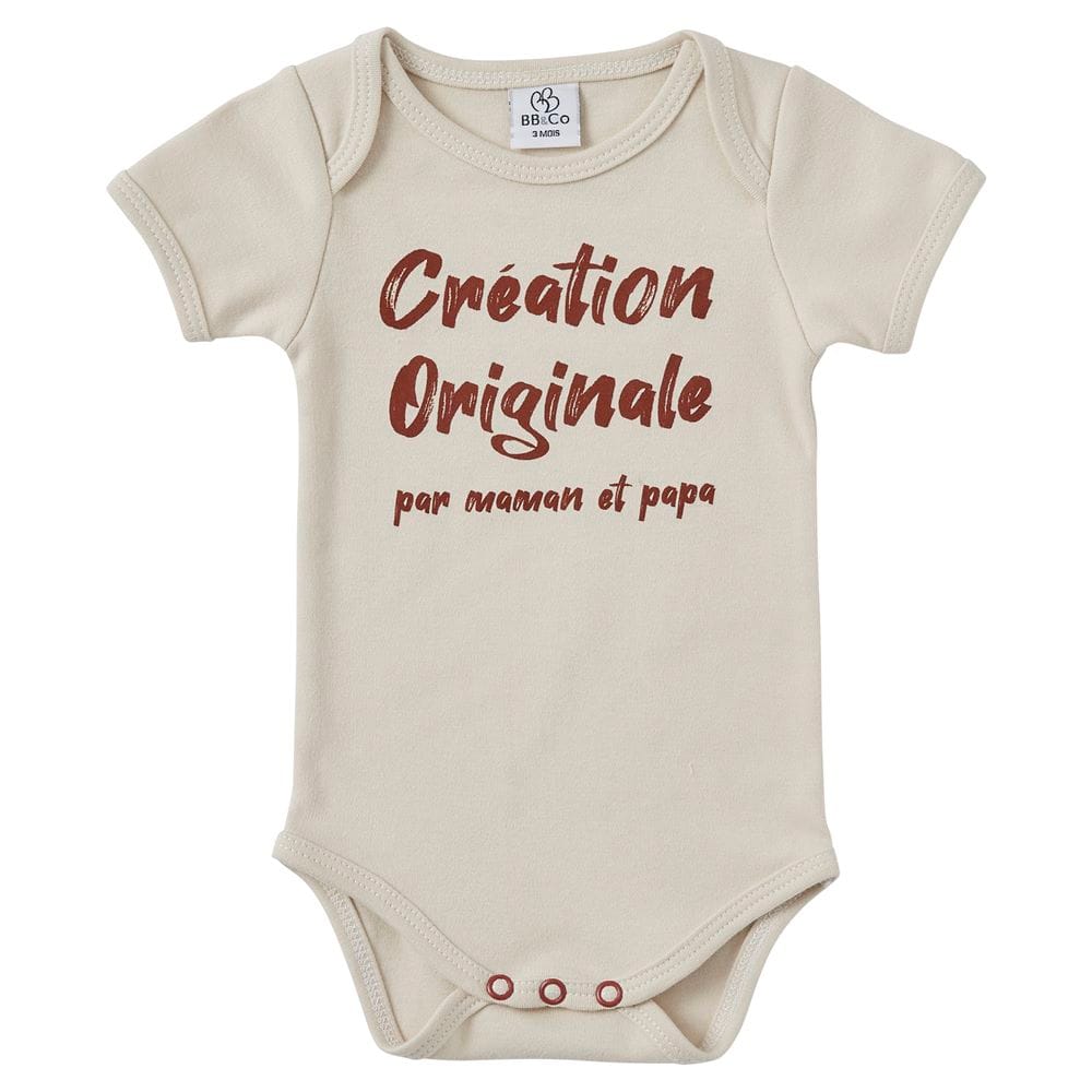 Body manches courtes "Création originale" BEIGE BB&Co