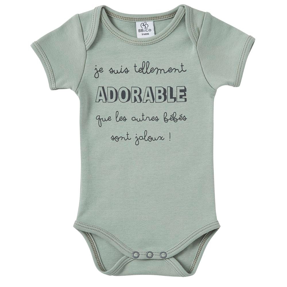 Body manches courtes "adorable" VERT BB&Co
