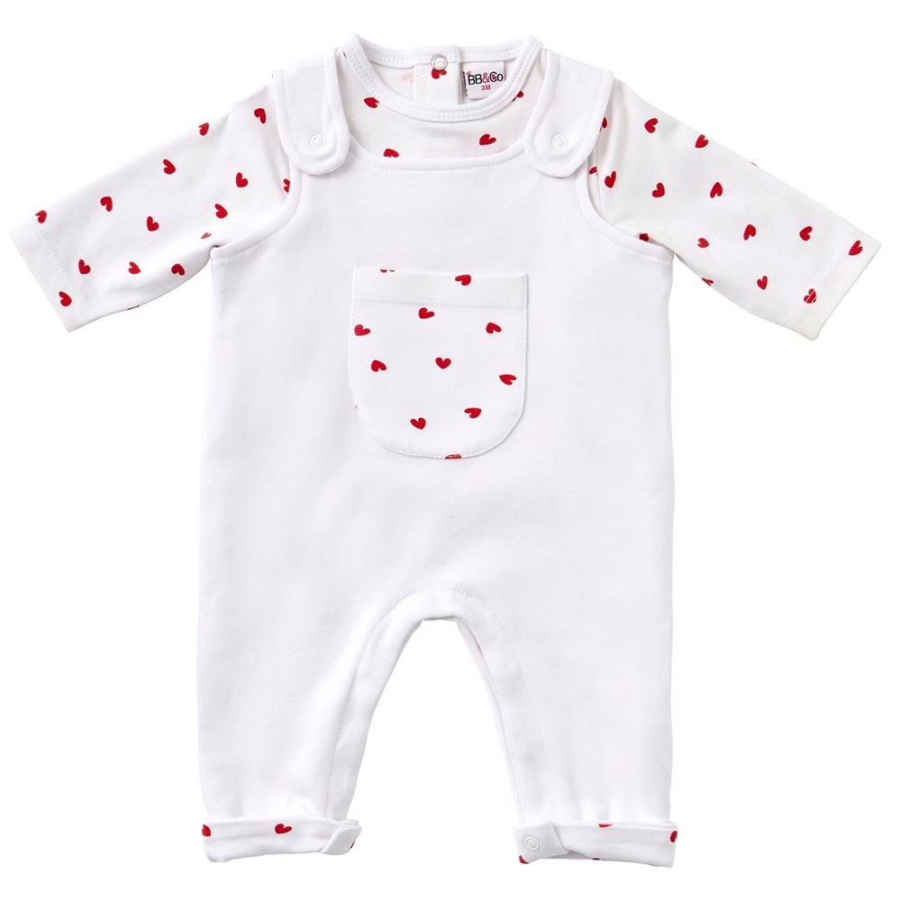 Ensemble mixte tee-shirt avec salopette ROUGE BB&Co