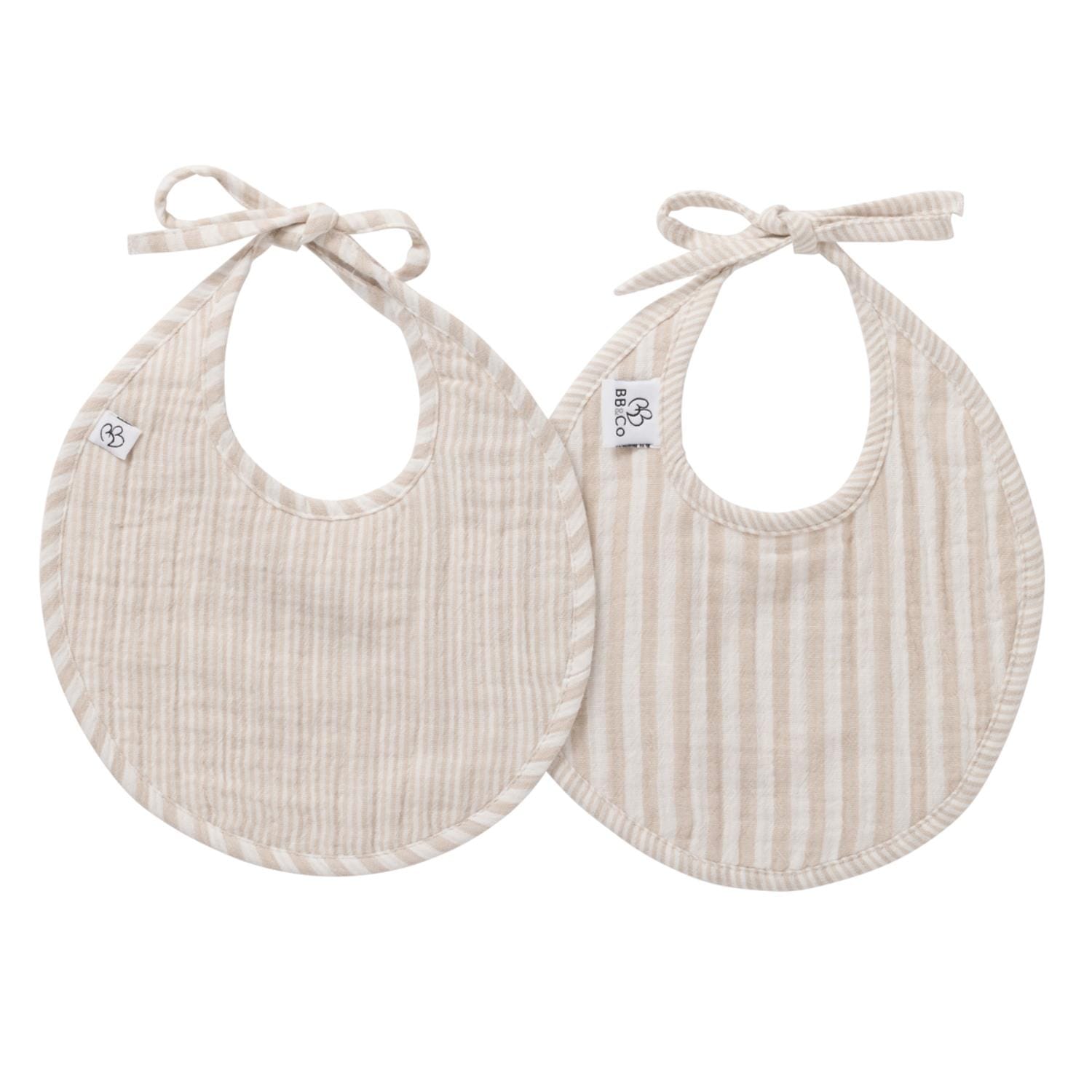 Lot de 2 bavoirs naissance rayé BEIGE BB&Co
