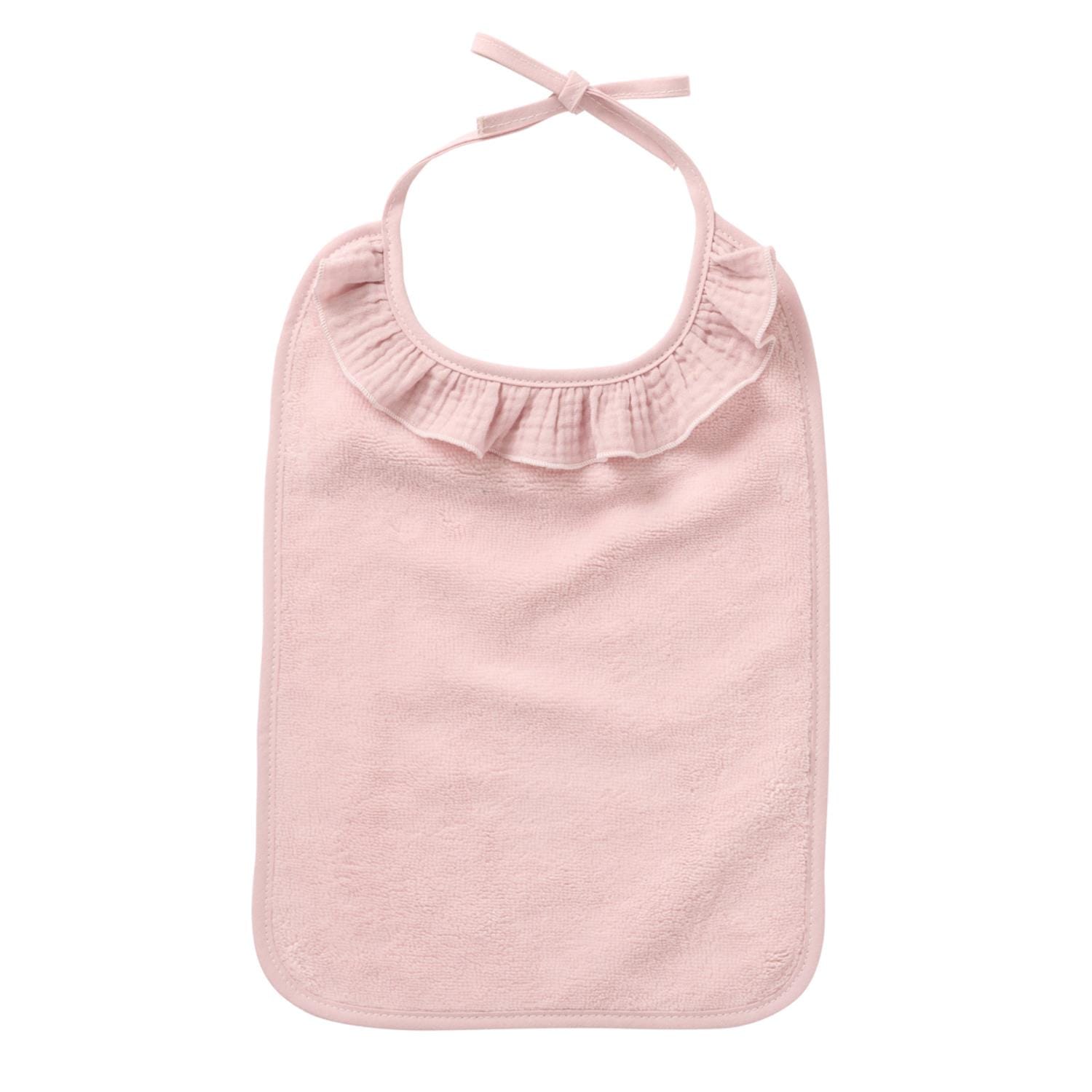 Grand bavoir en bambou et gaze de coton à volant ROSE BB&Co