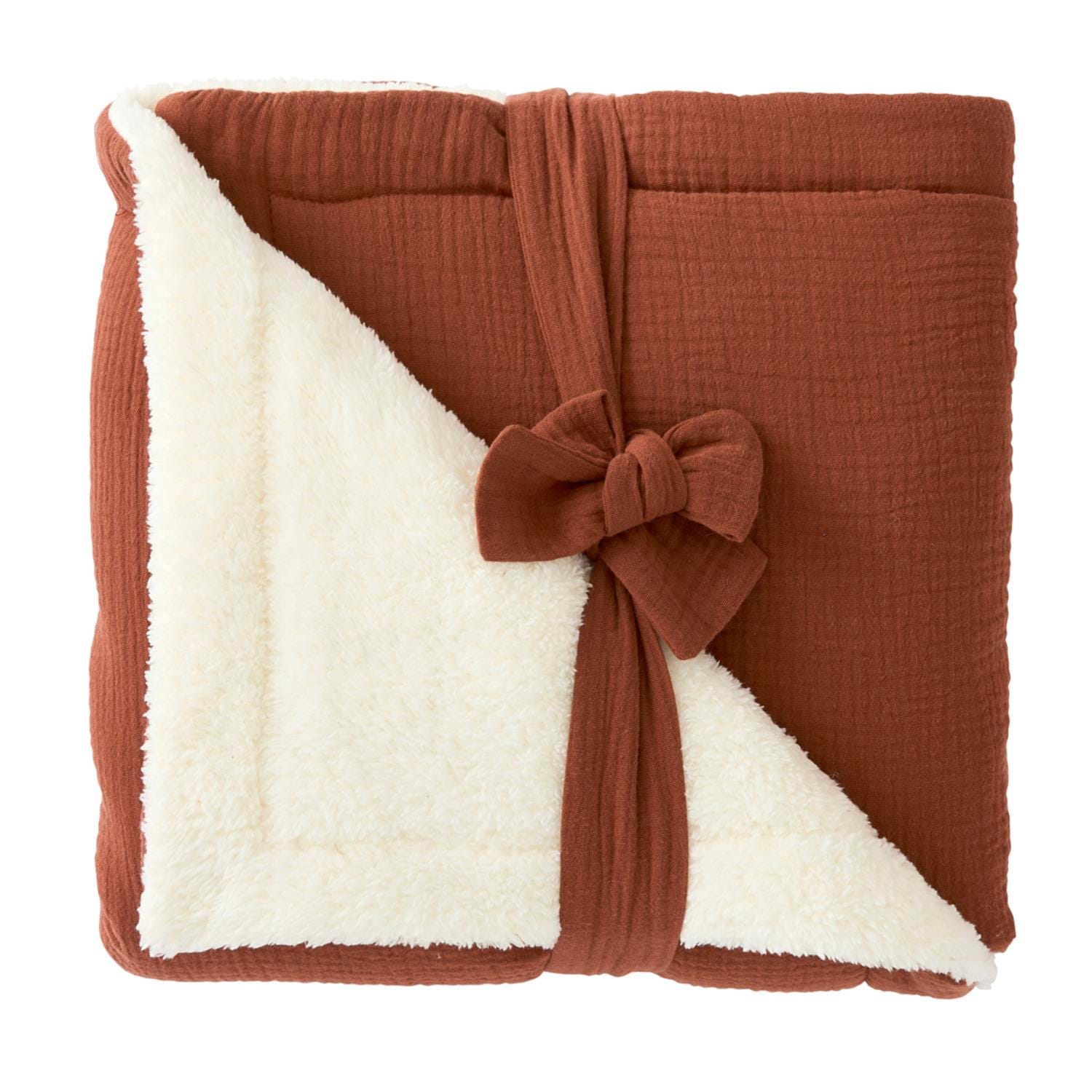 Couverture peluche gaze & microfibre Mix&Match MARRON BB&Co