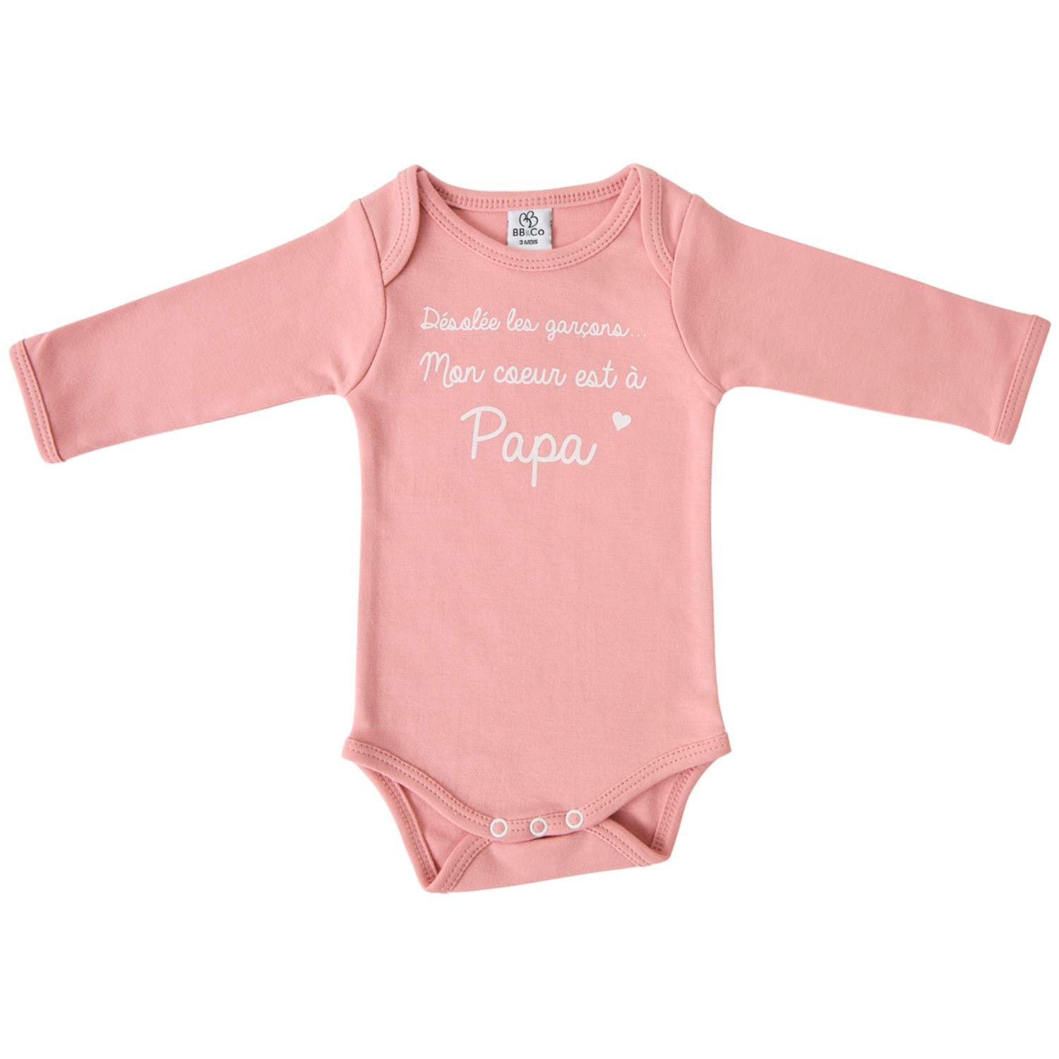 Body manches longues Mon cœur est à Papa ROSE BB&Co