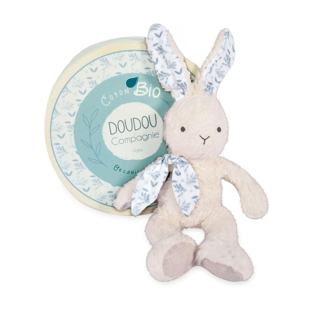 Doudou pantin Lapin en coton bio BLANC Doudou & Compagnie