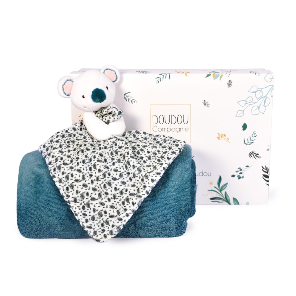 Plaid et doudou Yoca le koala BLEU Doudou & Compagnie