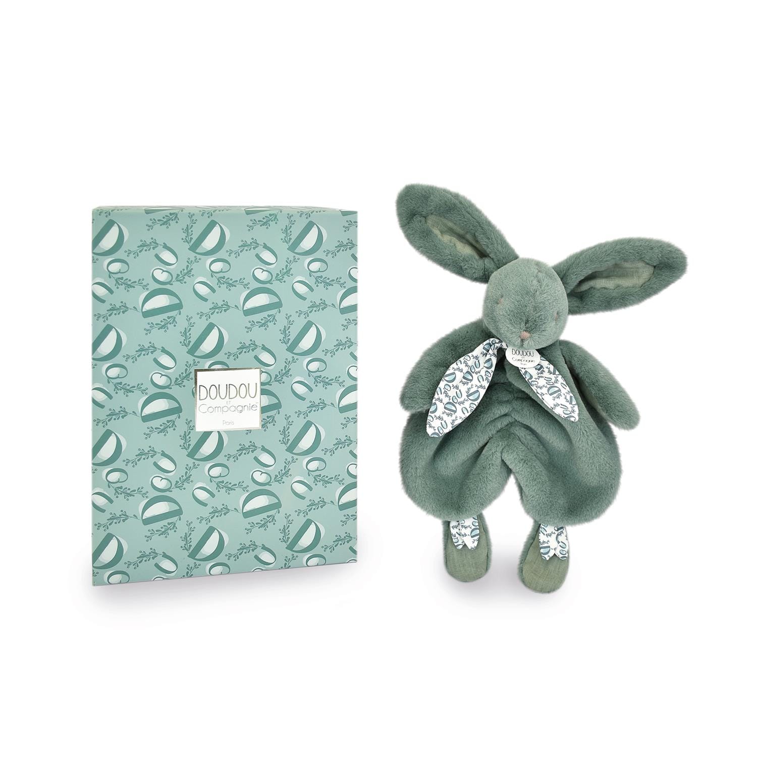 Doudou plat lapin VERT Doudou & Compagnie