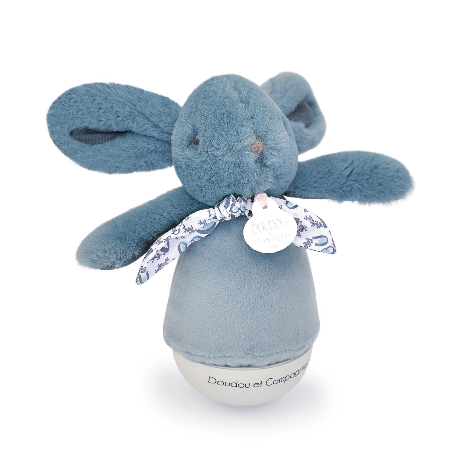 Peluche musicale Lapin Culbuto BLEU Doudou & Compagnie