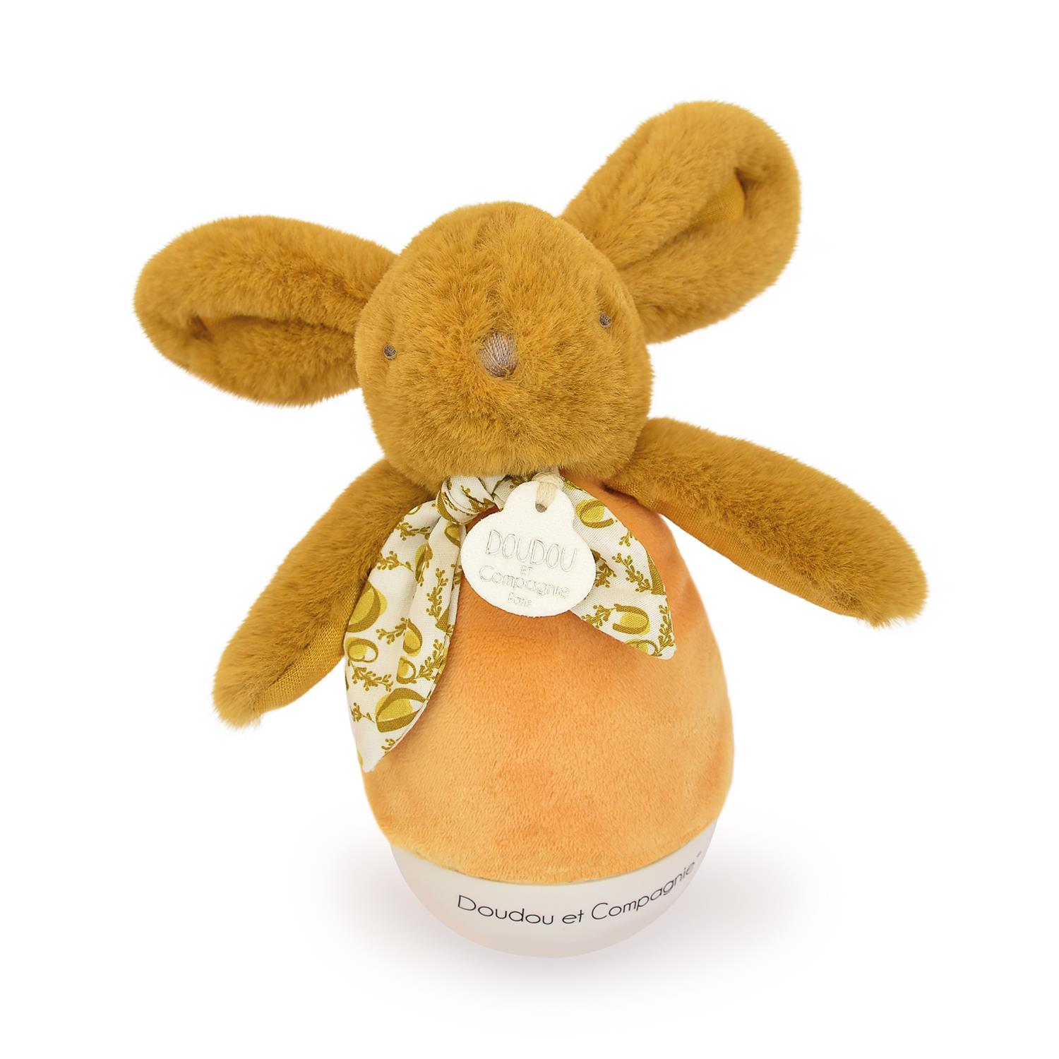 Peluche musicale Lapin Culbuto JAUNE Doudou & Compagnie