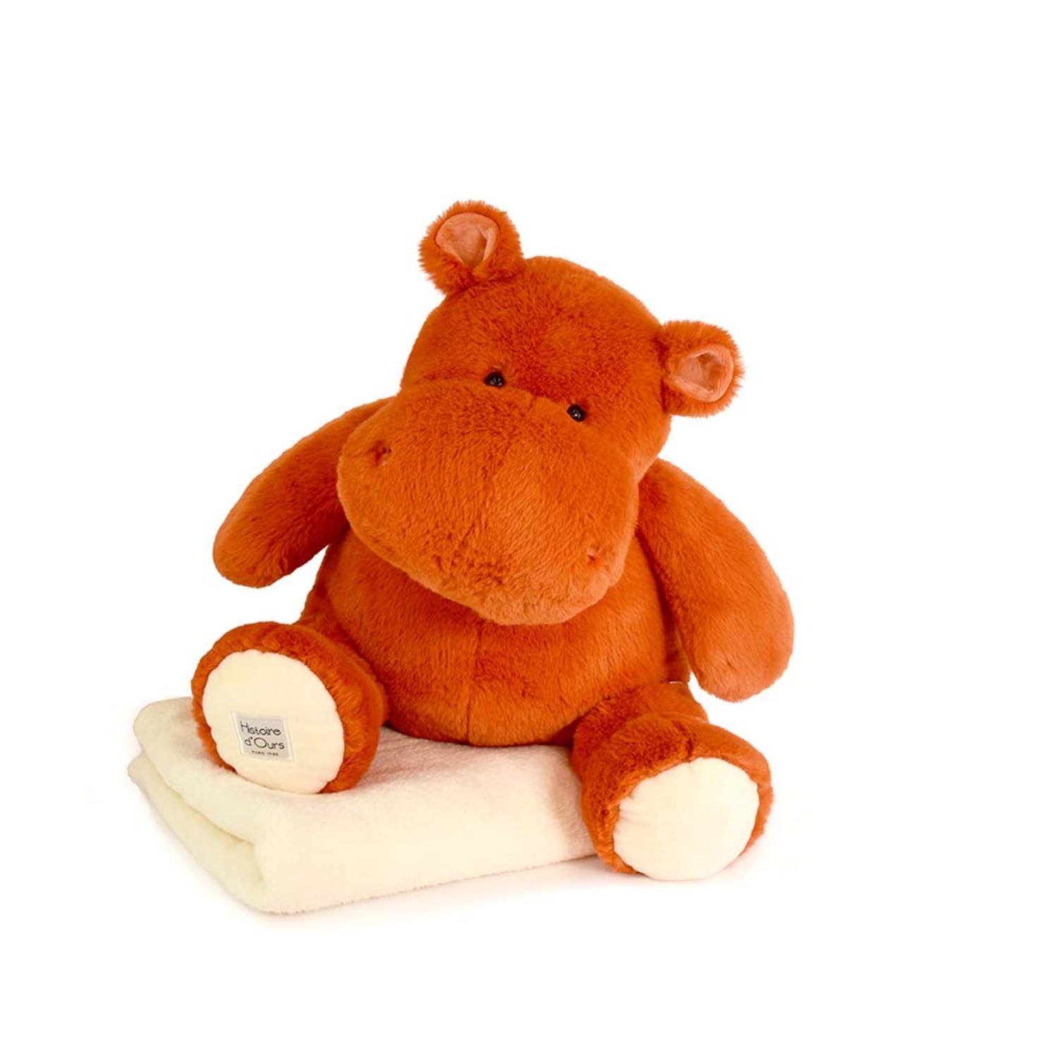 Peluche hippo + plaid ORANGE Histoire d'Ours