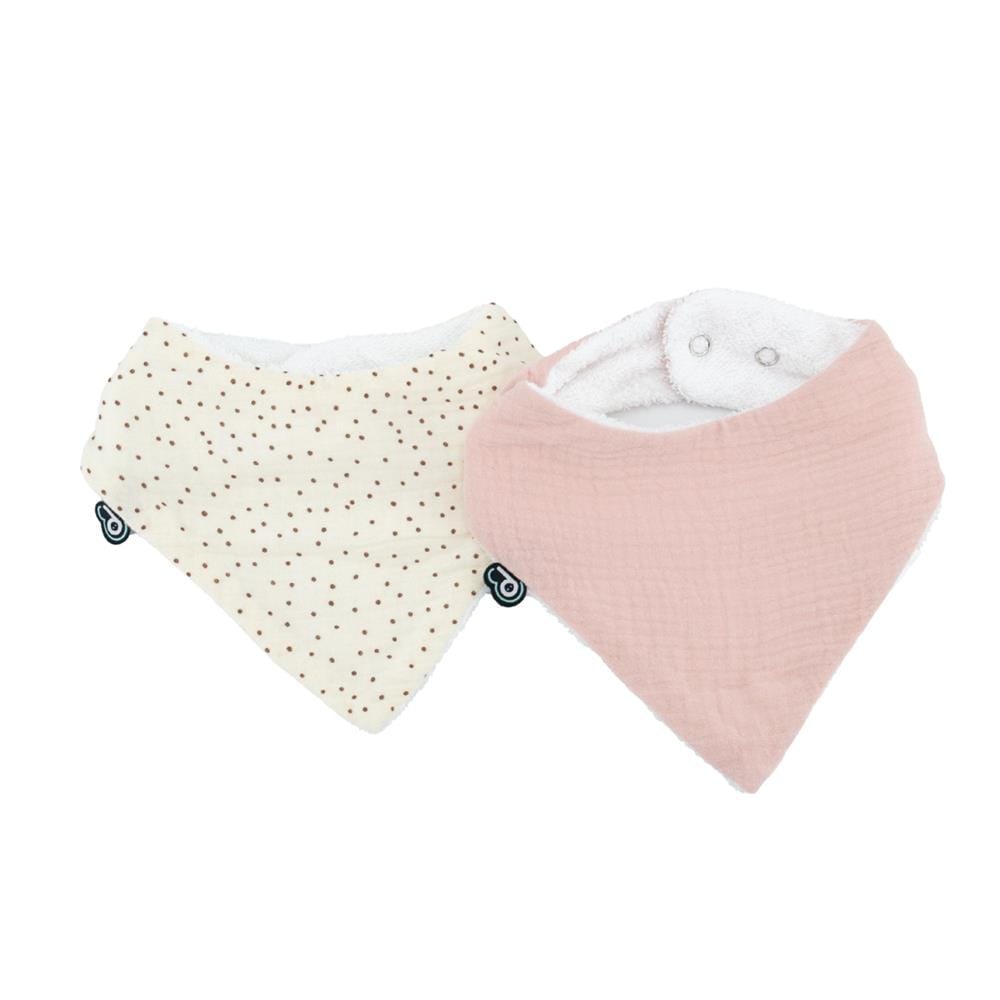 Lot de 2 bavoirs bandana mousseline ROSE Domiva