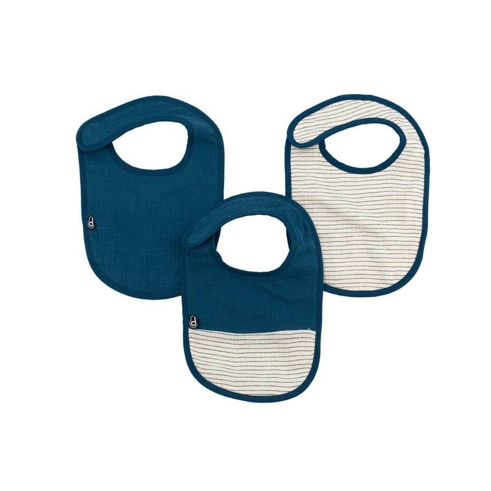 Lot de 3 bavoirs mousseline BLEU Domiva