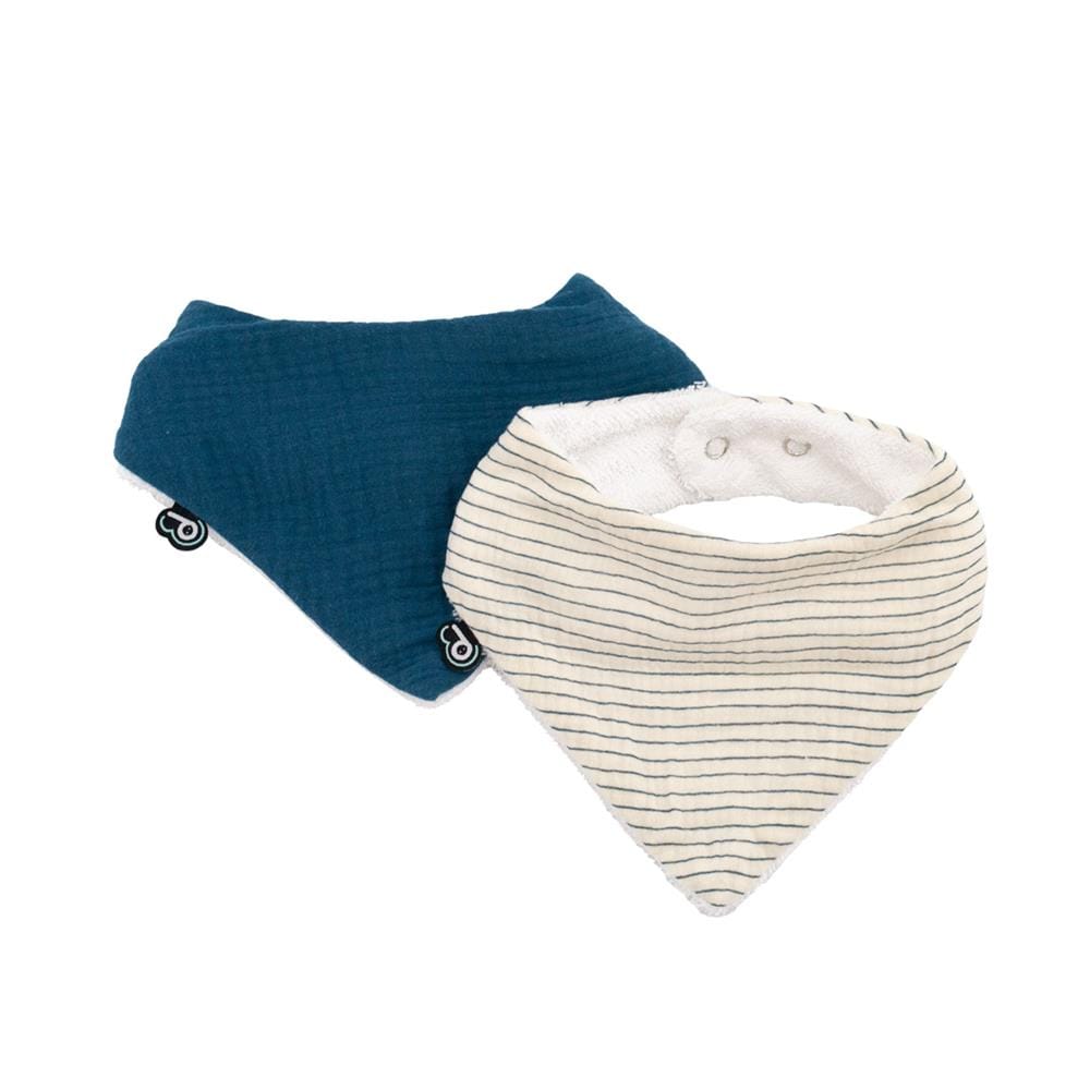 Lot de 2 bavoirs bandana mousseline BLEU Domiva