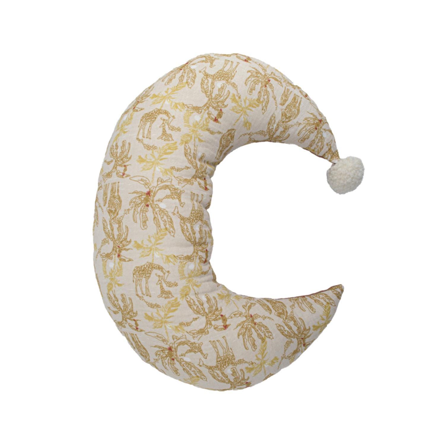 Coussin Lune à Pompons BEIGE Domiva