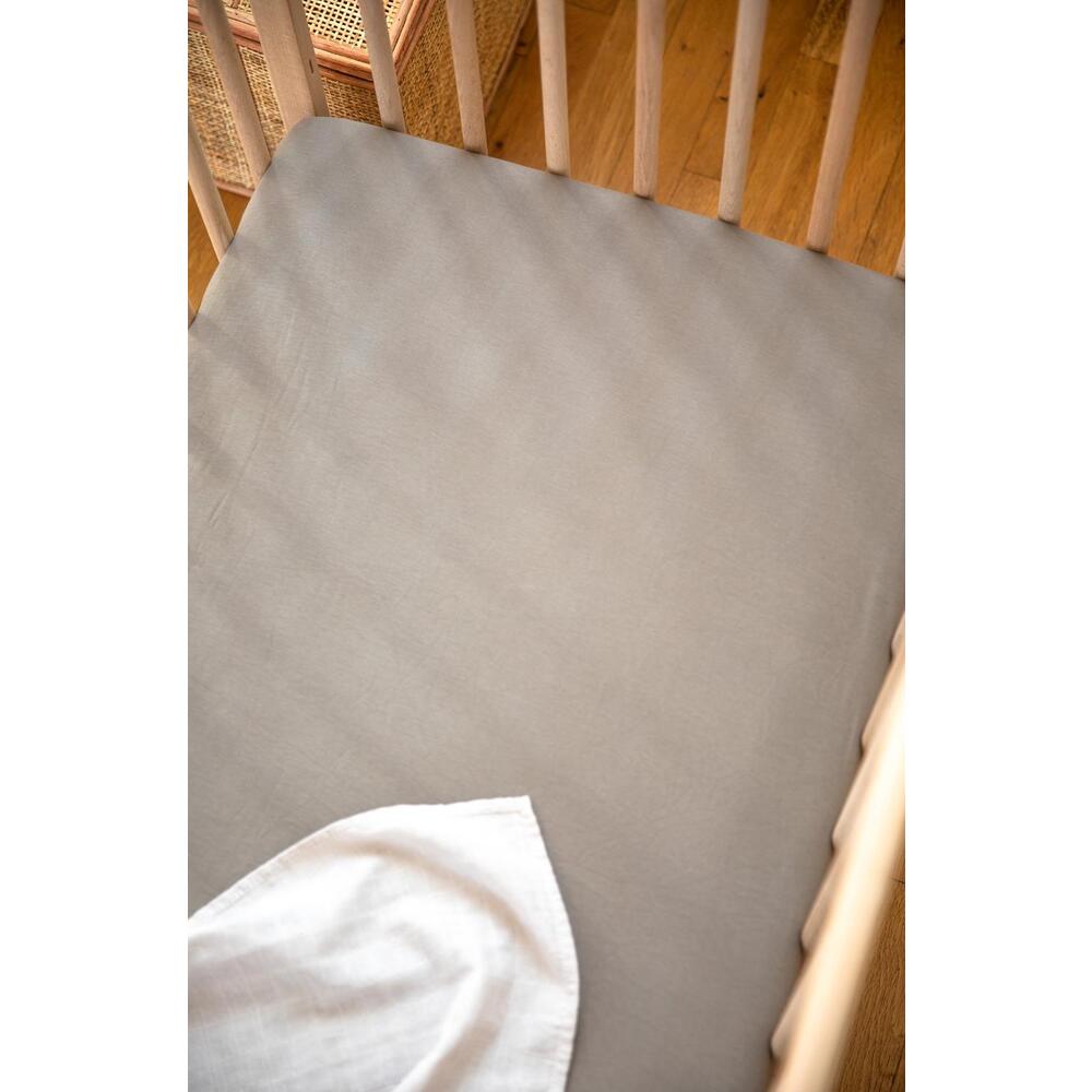 Drap housse Coton Bio jersey pour lit Bébé GRIS Kadolis