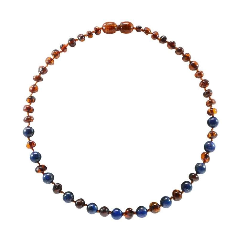 Collier Bébé Ambre et Pierre naturelle BLEU Irréversible Bijoux