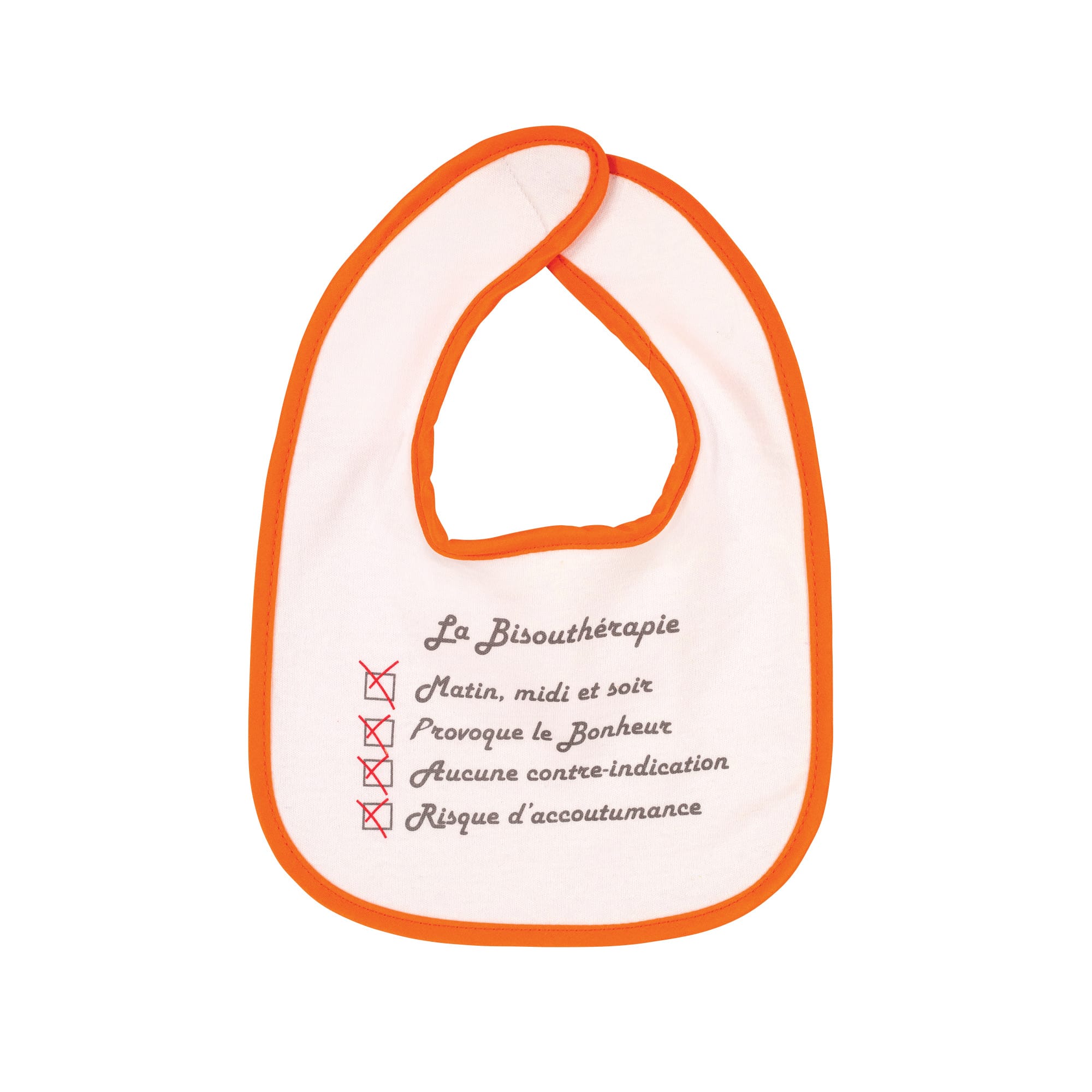 Bavoir 1er âge - Bisoutherapie - Oeko Tex ORANGE Trois Kilos Sept