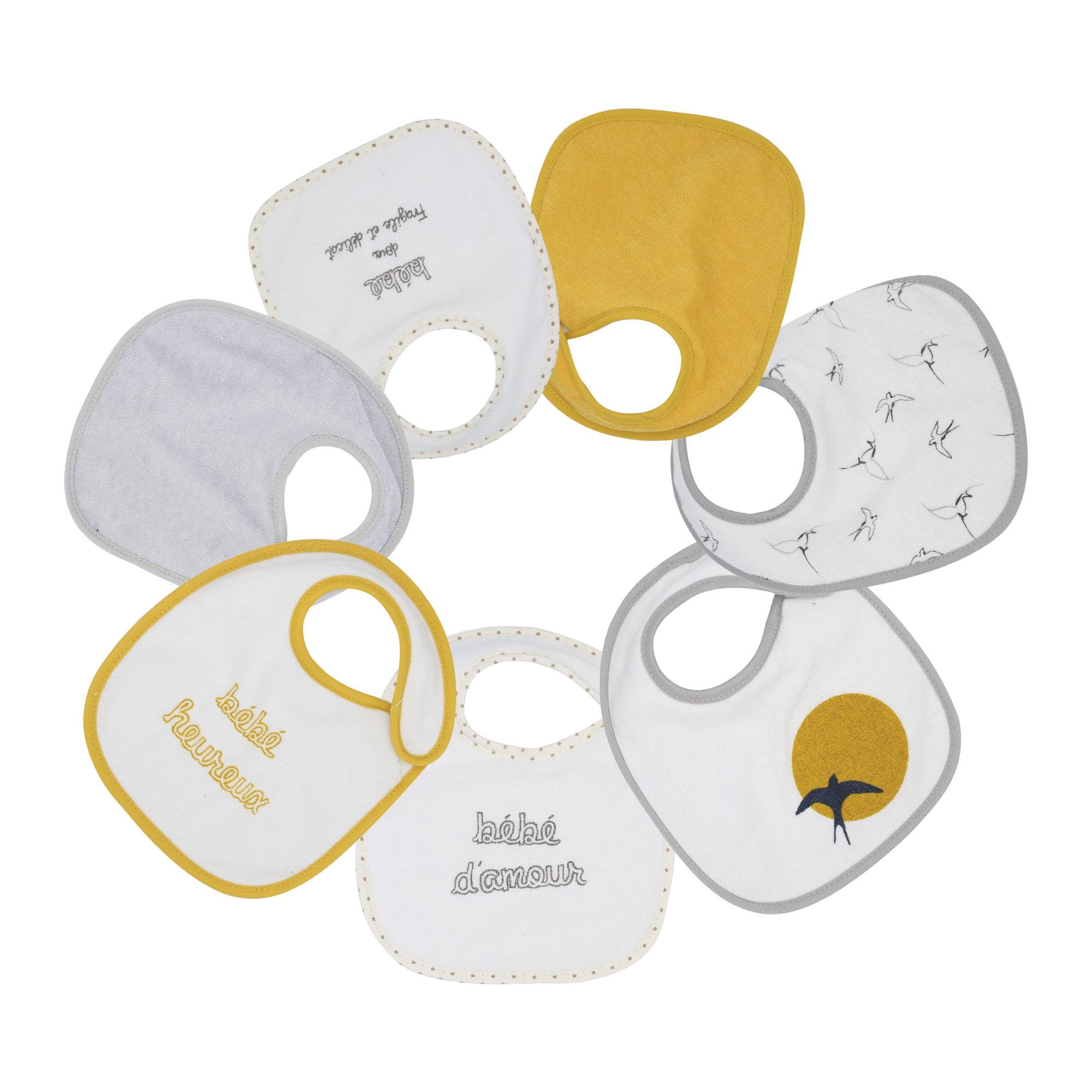 Lot de 7 Bavoirs Naissance MULTICOLORE Trois Kilos Sept