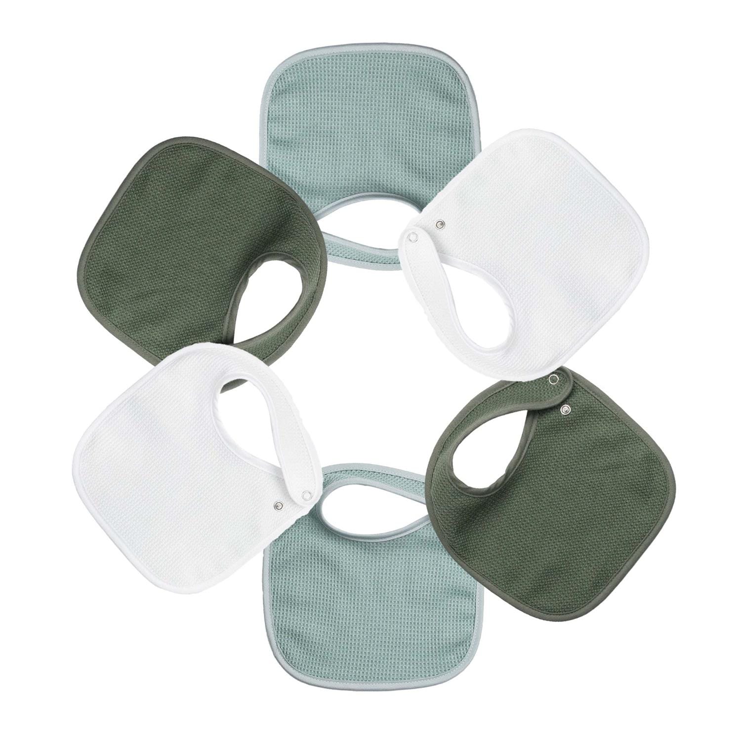 6 bavoirs nid d'abeille VERT Trois Kilos Sept