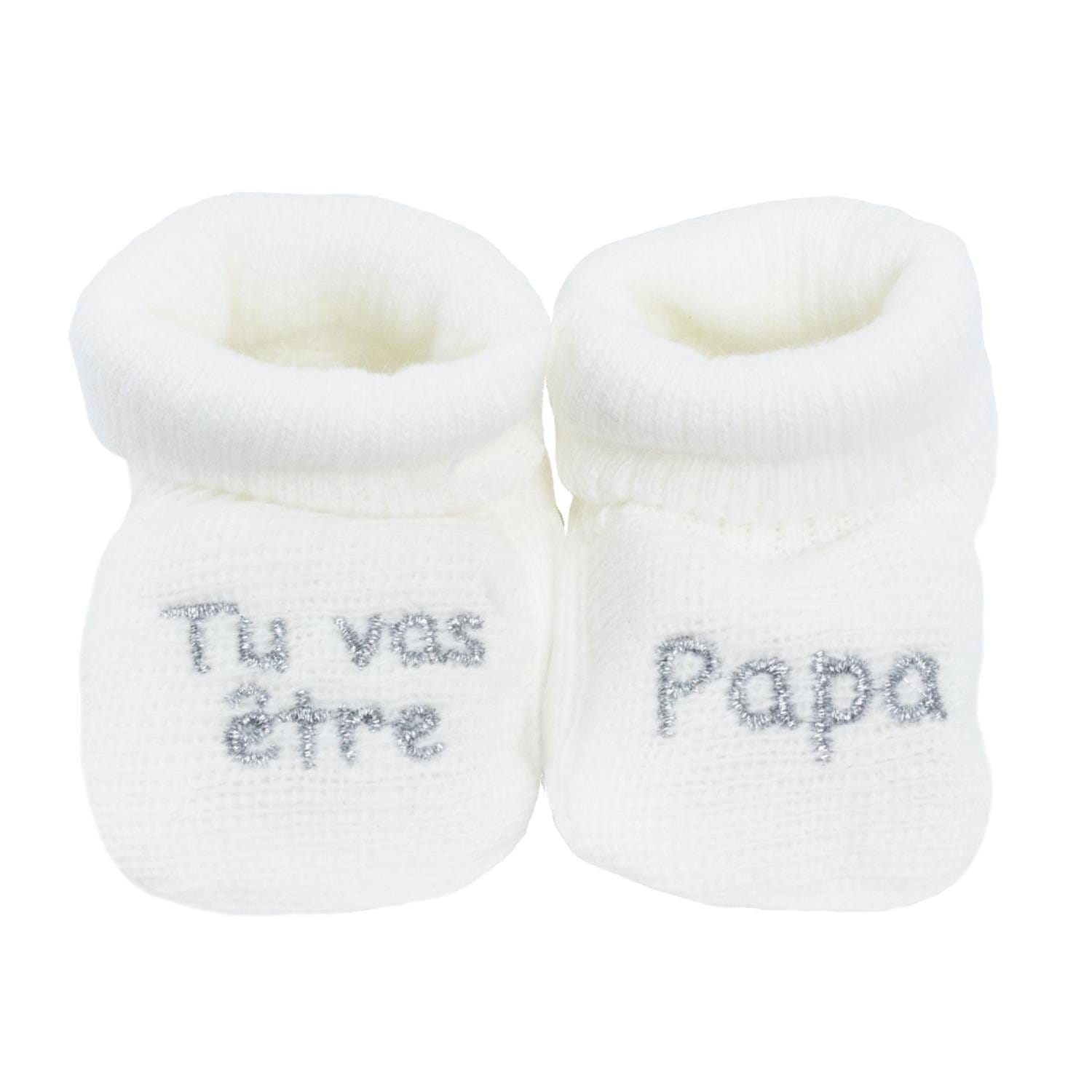 Chaussons tu vas être papa BLANC Trois Kilos Sept