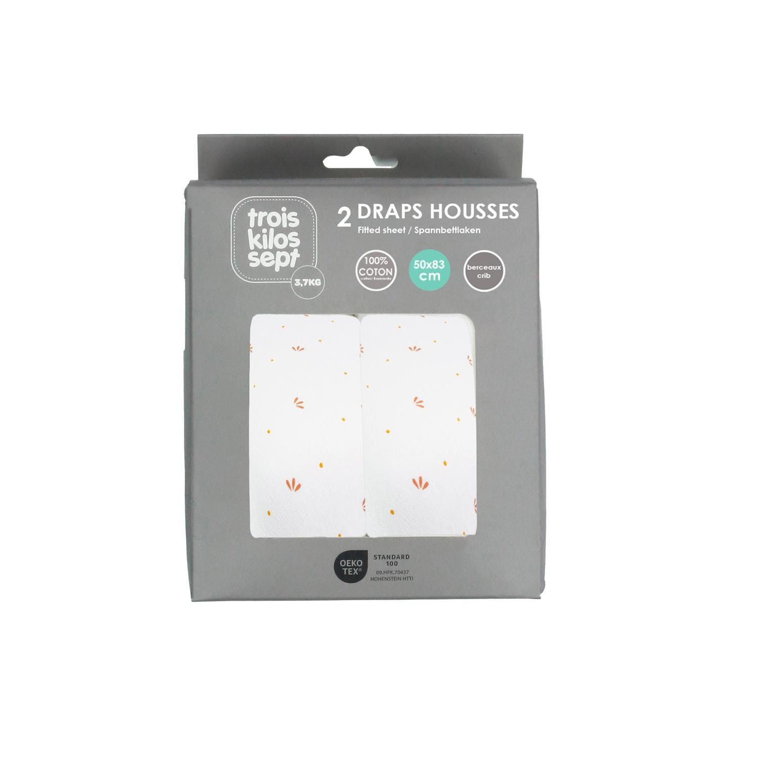 Drap Housse lot Gatsby pour Berceau Sous Boîte BEIGE Trois Kilos Sept