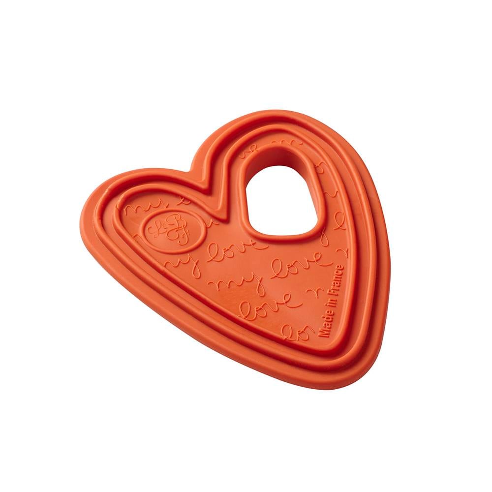 Anneau de dentition cœurs en SEBS ROUGE Le biberon Français