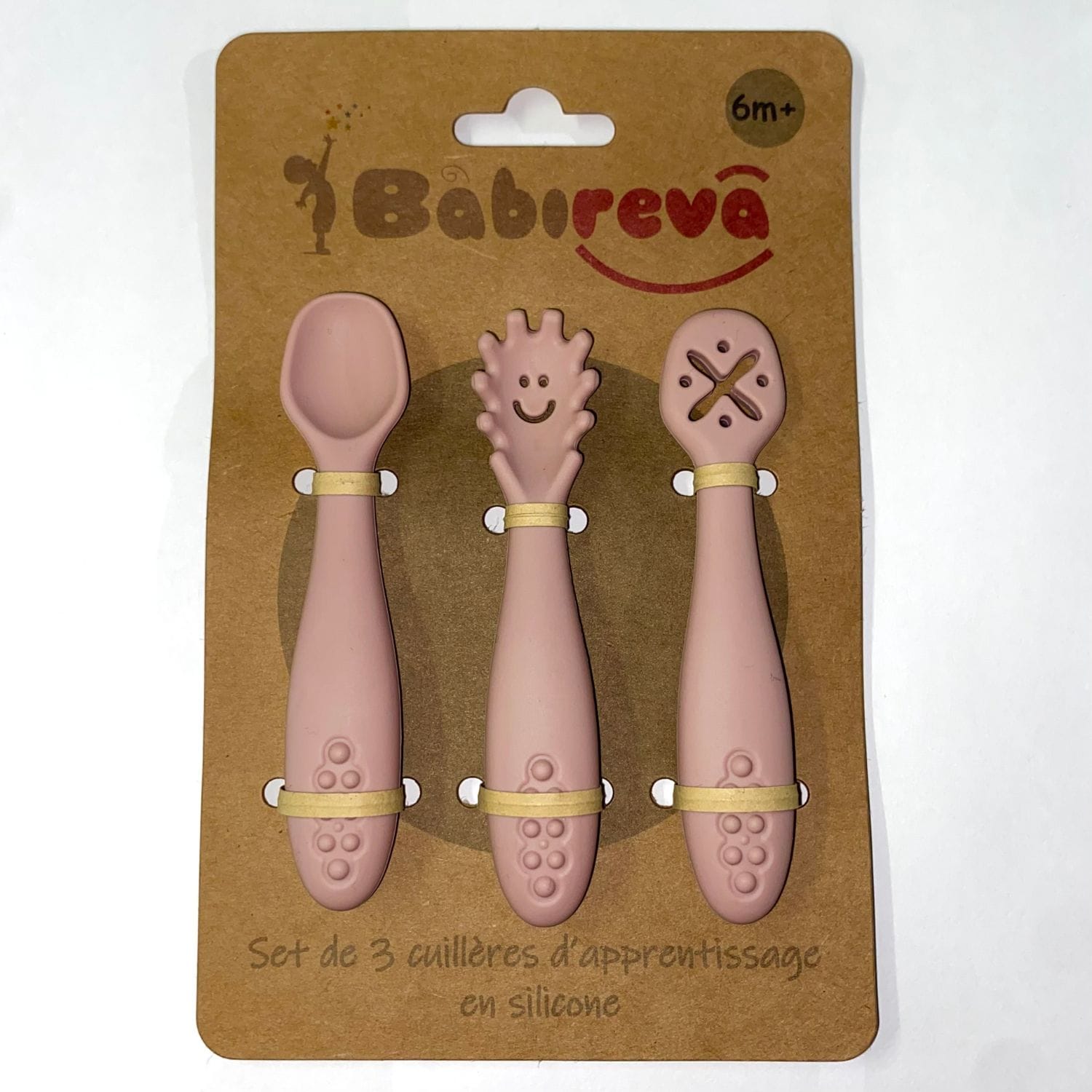 Set de 3 cuillères d'apprentissage en silicone ROSE Babireva