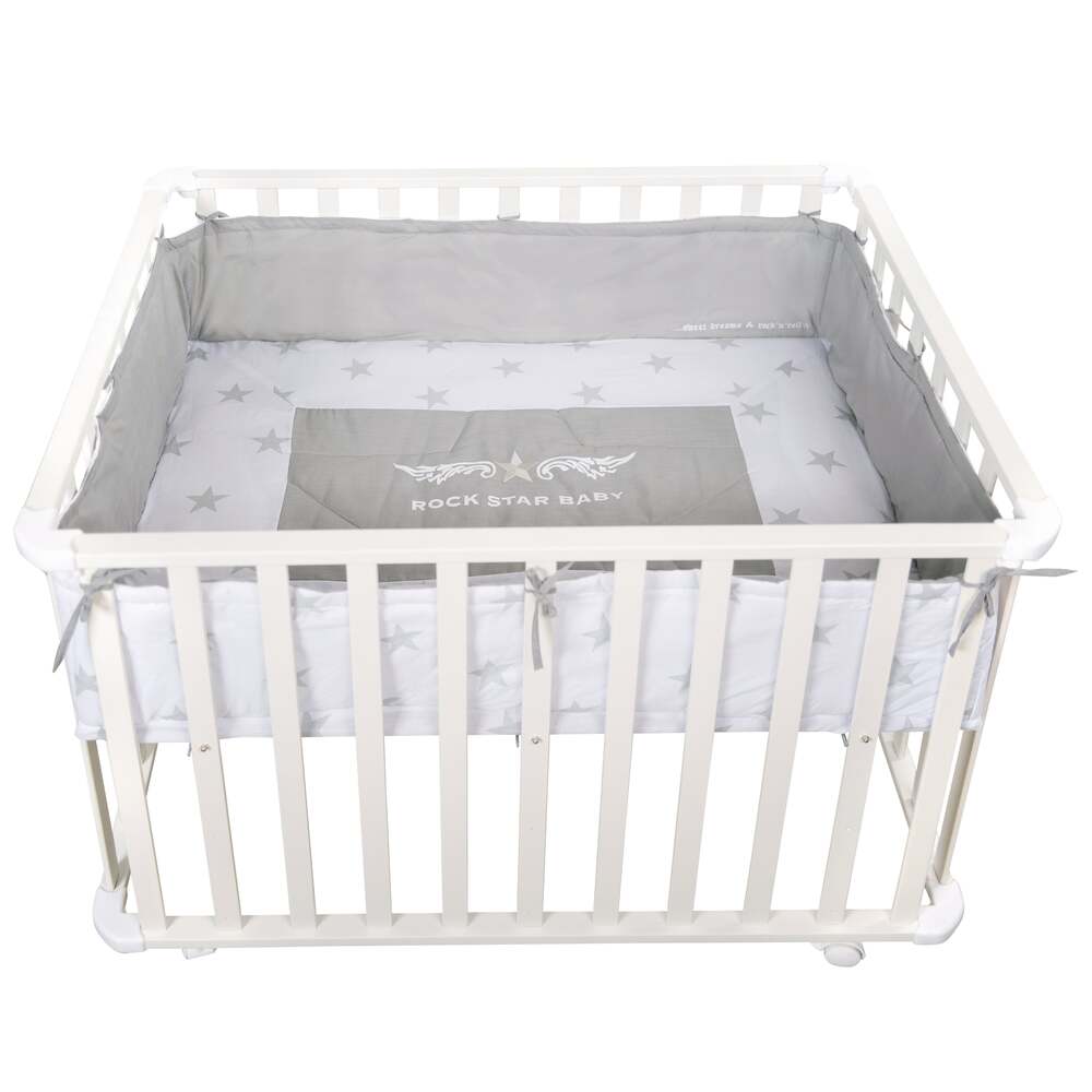 Parc bébé Rock Star Baby + tapis BLANC Roba