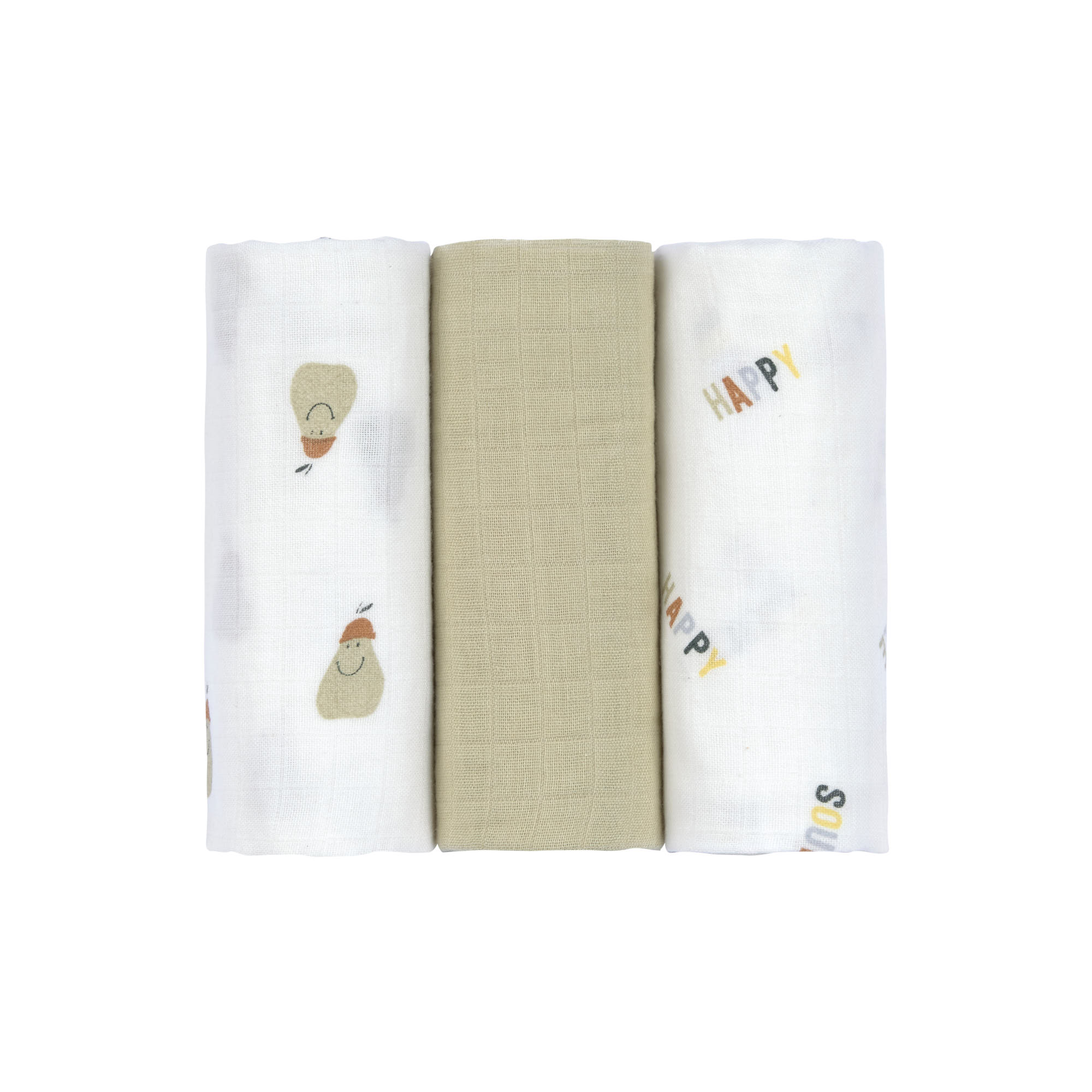 Lange mousseline 3 pcs Happy Fruits VERT Lässig