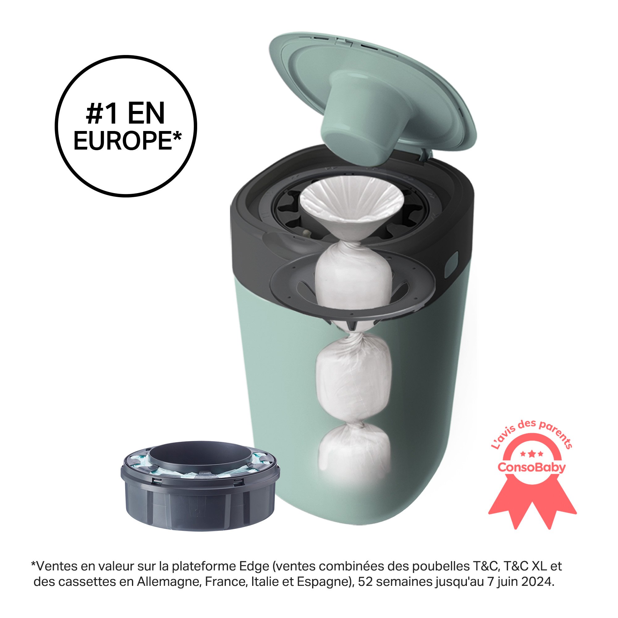 Poubelle à couches Twist & Click VERT Tommee Tippee