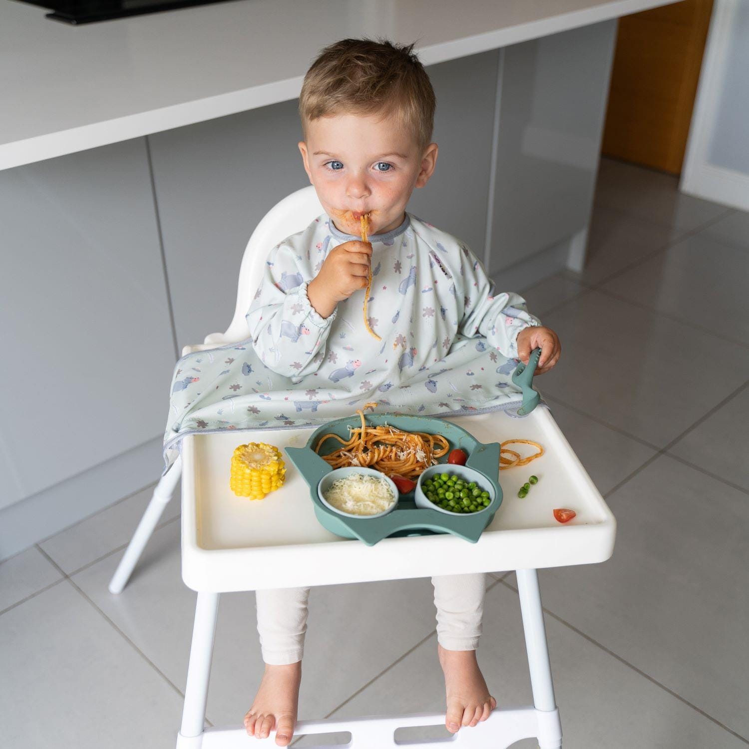 Bavoir Cover et Catch à ventouses GRIS Tidy tot