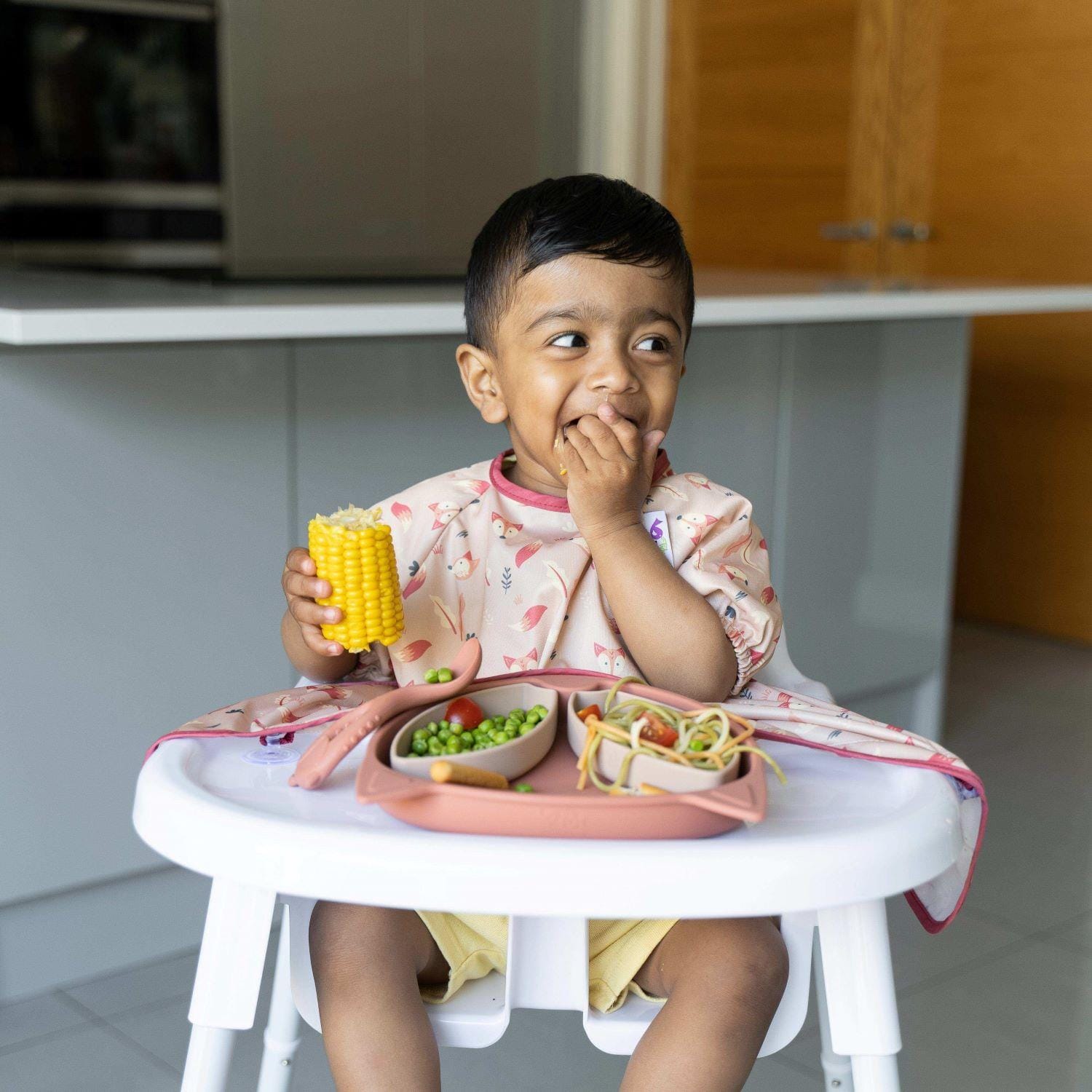 Bavoir Cover et Catch Manches Courtes BEIGE Tidy tot