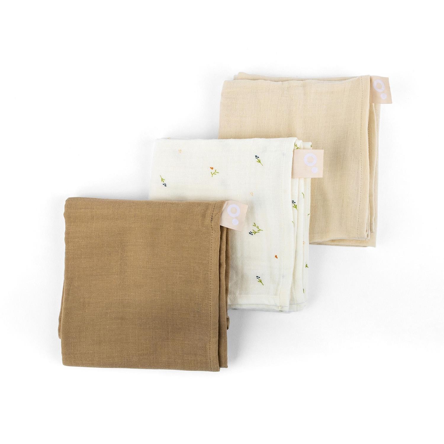 Lot de 3 langes gaze de coton BEIGE Doomoo