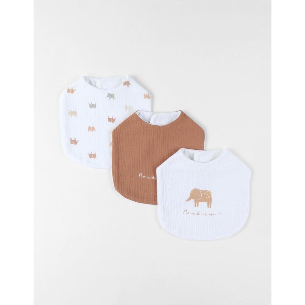 Set 3 bavoirs mousseline M&m25 BLANC Noukie's