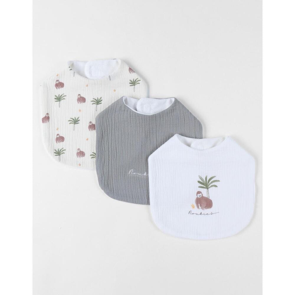 Set 3 bavoirs mousseline M&m25 BLANC Noukie's